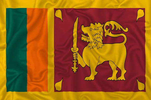 Bandeira País Sri Lanka Fundo Tecido Seda Ondulada — Fotografia de Stock