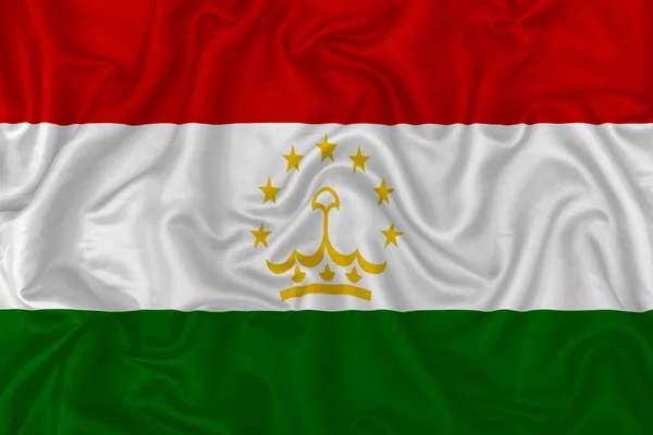 Drapeau Pays Tadjikistan Sur Fond Tissu Soie Ondulée — Photo