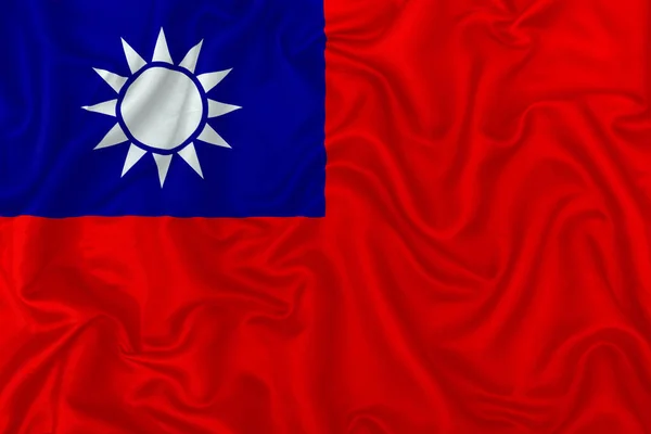 Bandeira Estado Taiwan Fundo Tecido Seda Ondulada — Fotografia de Stock