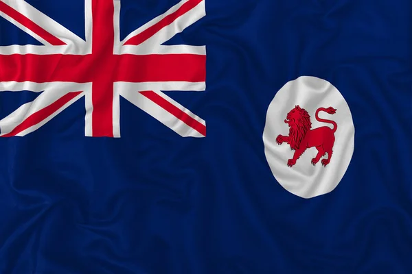 Tasmania Isola Bandiera Ondulato Seta Tessuto Sfondo — Foto Stock