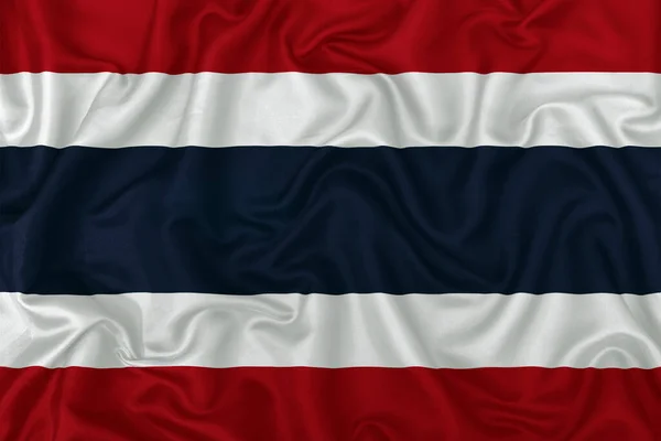 Dalgalı Ipek Kumaş Arka Planında Tayland Bayrağı — Stok fotoğraf