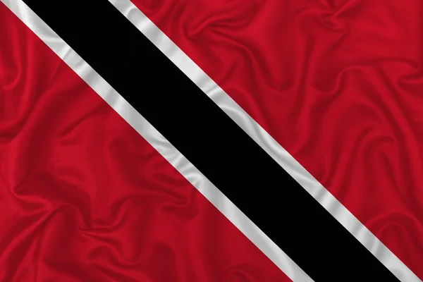 Trinidad Tobago Ország Zászló Hullámos Selyem Textil Szövet Háttér — Stock Fotó