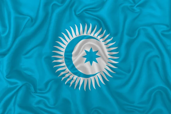 Bandeira Conselho Turco Fundo Tecido Seda Ondulada — Fotografia de Stock