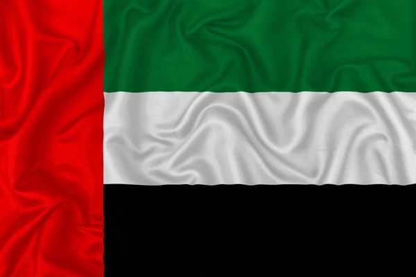 Spojené Arabské Emiráty Země Vlajky Vlnité Hedvábí Textilie Pozadí — Stock fotografie