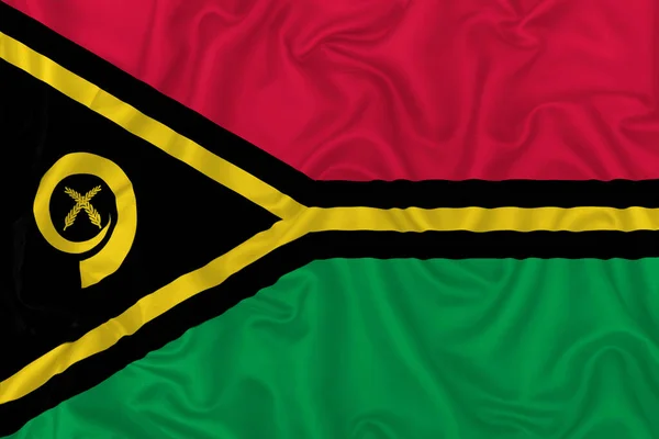 Державний Прапор Вануату Хвилястому Шовковому Текстильному Тлі — стокове фото
