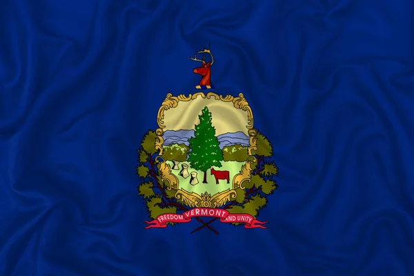 Vermont State Vlag Een Golvende Zijde Satijnen Stof Textuur Achtergrond — Stockfoto