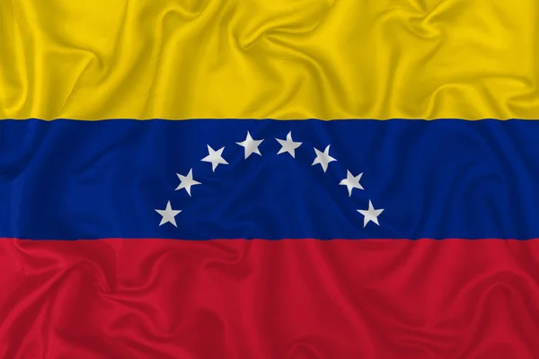 Venezuela Flagge Auf Welligem Seidenen Textilstoff Hintergrund — Stockfoto