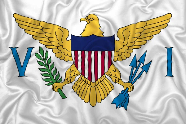 United States Virgin Islands Flag Wavy Silk Textile Fabric Background — Stock Photo, Image
