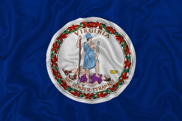 Virginia State Flag Хвилястому Фоні Шовкової Атласної Тканини — стокове фото