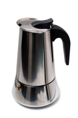 Kahve makinası beyaz arka planda izole edilmiş..