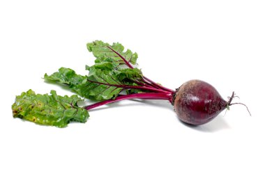 Marketten taze organik pancar kökü beyaz arka planda izole edilmiş..