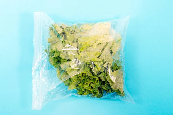 Frischer Bio Gemüsesalat Aus Dem Lebensmittelmarkt Auf Einer Plastiktüte — Stockfoto