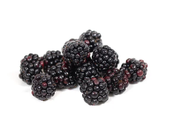 Close View Some Fresh Blackberries Isolated White Background — Stock Photo, Image