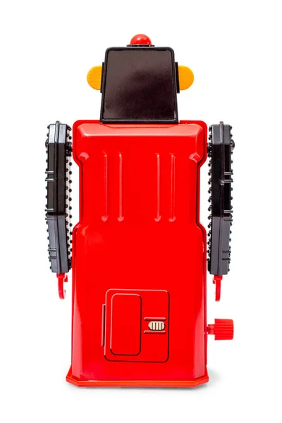Vintage Estanho Robô Brinquedo Isolado Fundo Branco — Fotografia de Stock