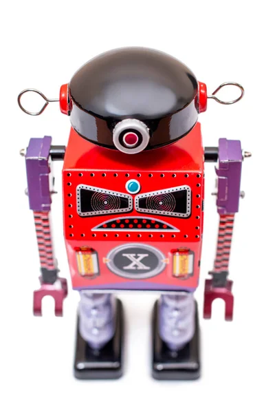 Vintage Giocattolo Robot Latta Isolato Uno Sfondo Bianco — Foto Stock