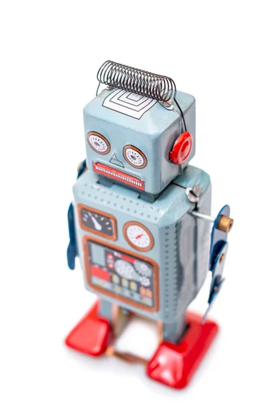 Beyaz Arka Planda Izole Edilmiş Klasik Bir Robot Oyuncak — Stok fotoğraf