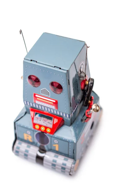 Vintage Giocattolo Robot Latta Isolato Uno Sfondo Bianco — Foto Stock