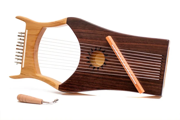 Stringed Lyre Musical Instrument Isolated White Background — Stock Photo, Image