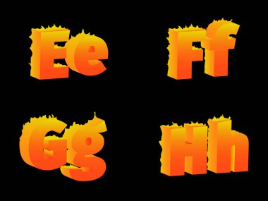 yakma E, F, G, H harfleri