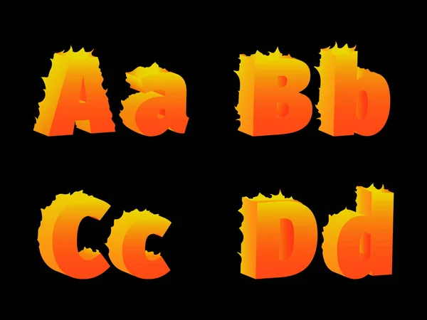 Quema de letras ABCD — Vector de stock