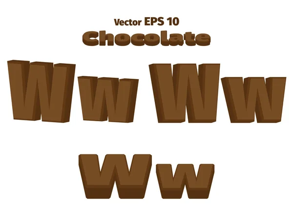 3D-chocolade letter W — Stockvector