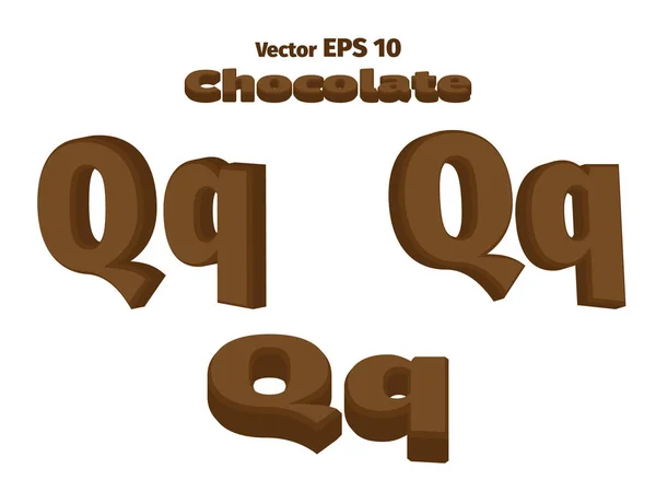 Chocolat 3D lettre Q — Image vectorielle