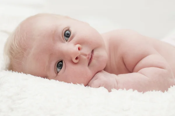 Schattige schattig pasgeboren baby portret — Stockfoto