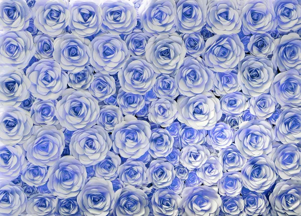 Handmade paper flowers, background of blue lilies, preparation for the party, photo zone for the holiday, beautiful, elegant decor, stylish location