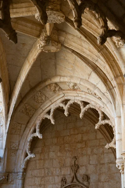 Fragment Výzdoba Kláštera Hieronymites Mosteiro Dos Jerónimos Nachází Okrese Belem — Stock fotografie