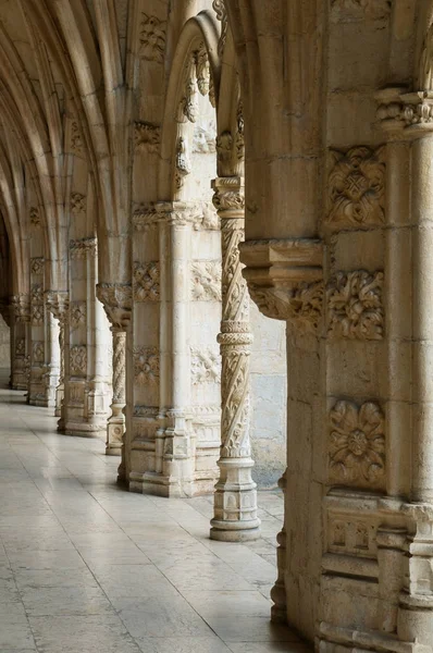 Fragment Výzdoba Kláštera Hieronymites Mosteiro Dos Jerónimos Nachází Okrese Belem — Stock fotografie