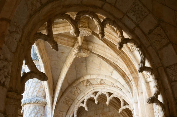 Fragment Výzdoba Kláštera Hieronymites Mosteiro Dos Jerónimos Nachází Okrese Belem — Stock fotografie