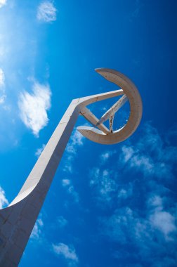 BARCELONA, SPAIN - October 31, 2017: Calatrava tower (Torre de Comunicacions de Montjuc) in Barcelona , Spain. Communications tower in Montjuic near the stadium that hosted the Olympic Games in 1992.