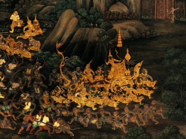 Koruyucu Tanrı duvarlarında kings palace Bangkok Tayland