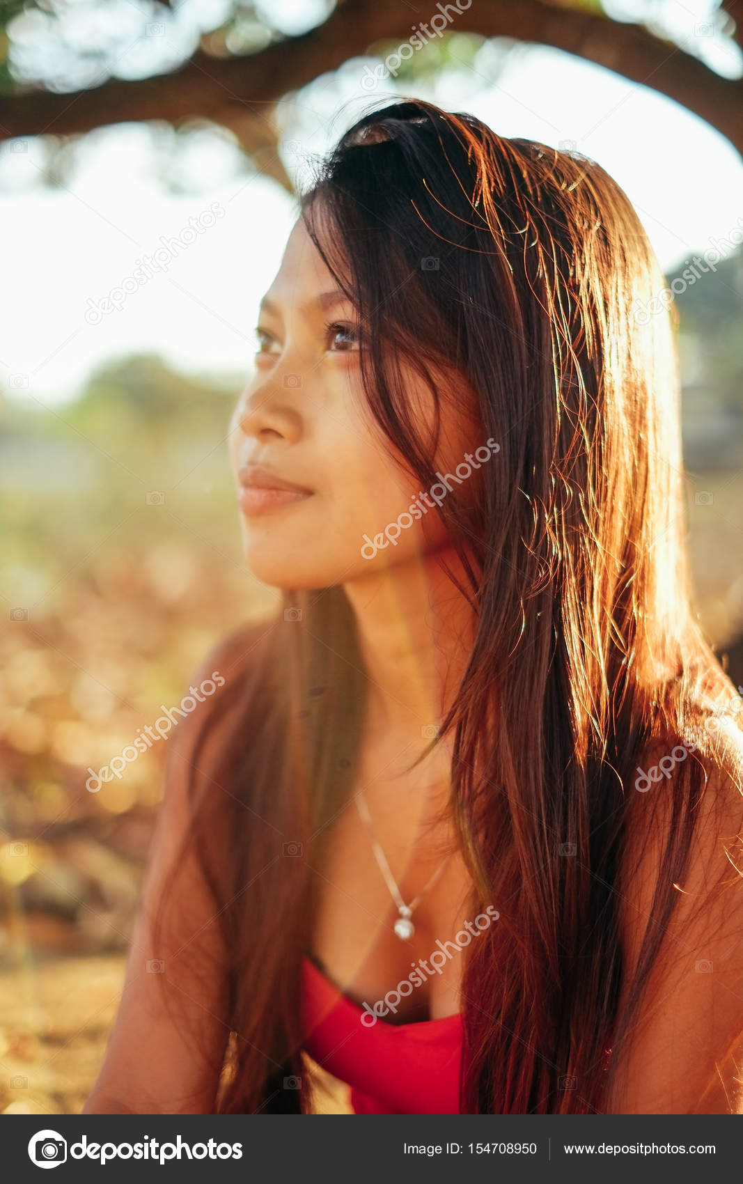 Natural Portrait Asian Girl Smiling Native Asian Beauty Local
