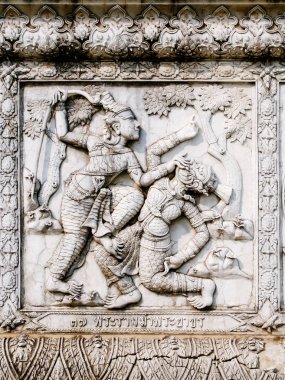 Tayland, Ayutthaya Tapınağı Duvar bas kabartmaları, oymalar, yabancılar, Tanrılar