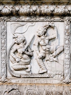 Tayland, Ayutthaya Tapınağı Duvar bas kabartmaları, oymalar, yabancılar, Tanrılar