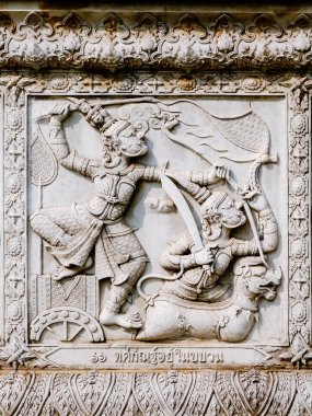 Tayland, Ayutthaya Tapınağı Duvar bas kabartmaları, oymalar, yabancılar, Tanrılar