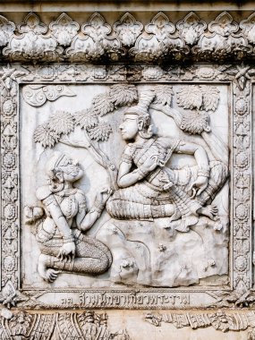 Tayland, Ayutthaya Tapınağı Duvar bas kabartmaları, oymalar, yabancılar, Tanrılar