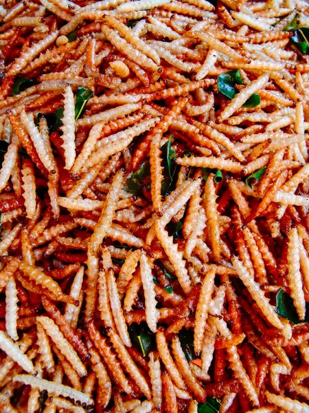 Stekt insekter på gatan mat spiltor i Asien — Stockfoto