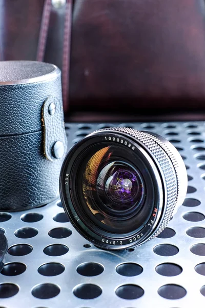 Vintage handmatige scherpstelling fotografische camera Groothoeklens Slr — Stockfoto