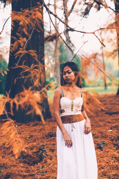 Menina wiccan bonita, guardiã da floresta mística — Fotografia de Stock