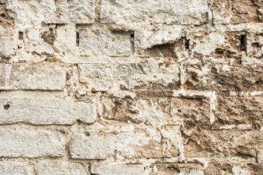 Antik bir binada bir eski yıkık tuğla duvar dokusu