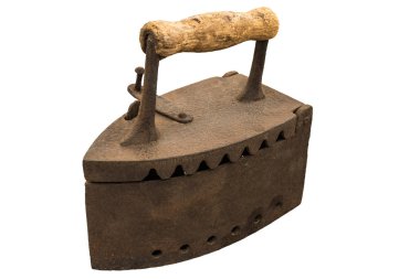 Beyaz arka plan üzerinde Retro kömür demir