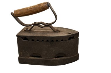 Beyaz arka plan üzerinde Retro kömür demir