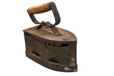 Beyaz arka plan üzerinde Retro kömür demir