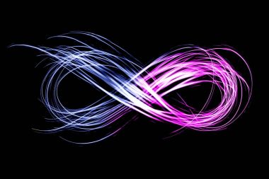 siyah bir arka plan üzerinde ışık Neon tarafından oluşturulan sonsuzluk işareti dondur