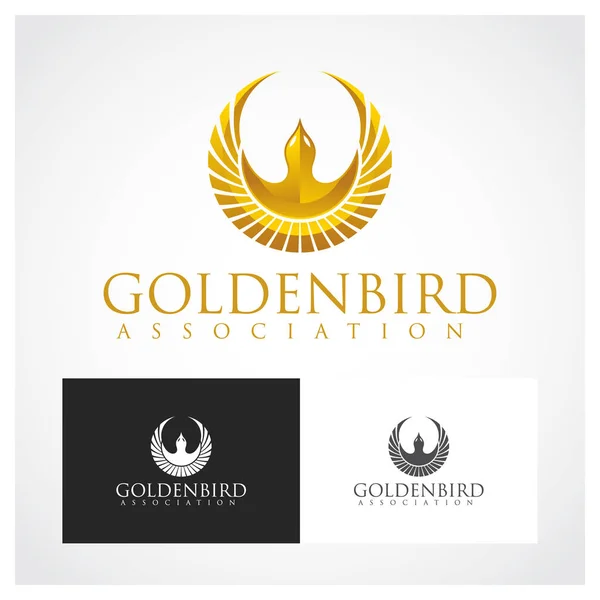 Gouden Vogel Symbool Logo Sjabloon — Stockvector