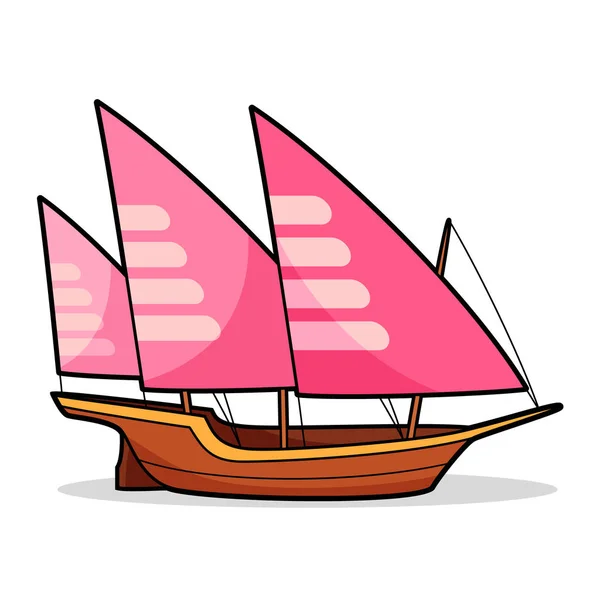 Xebec Boat Vector Cartoon — Stock Vector