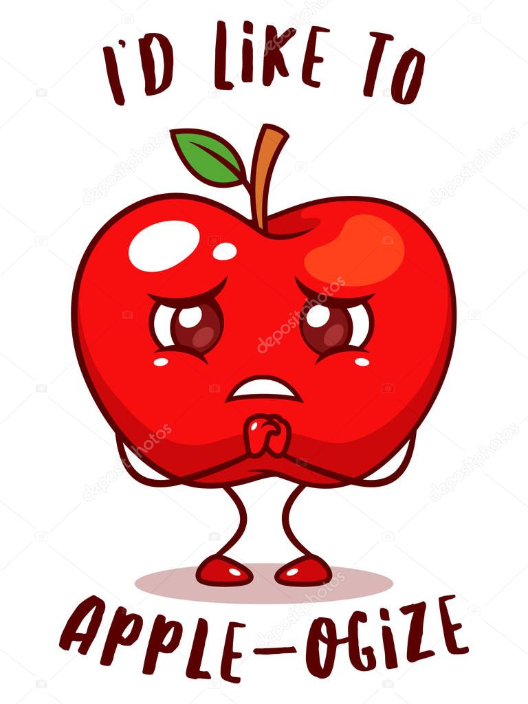 Sad Apple fruit vector