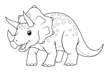 Triceratops Çizgi Film Çizimi Bw